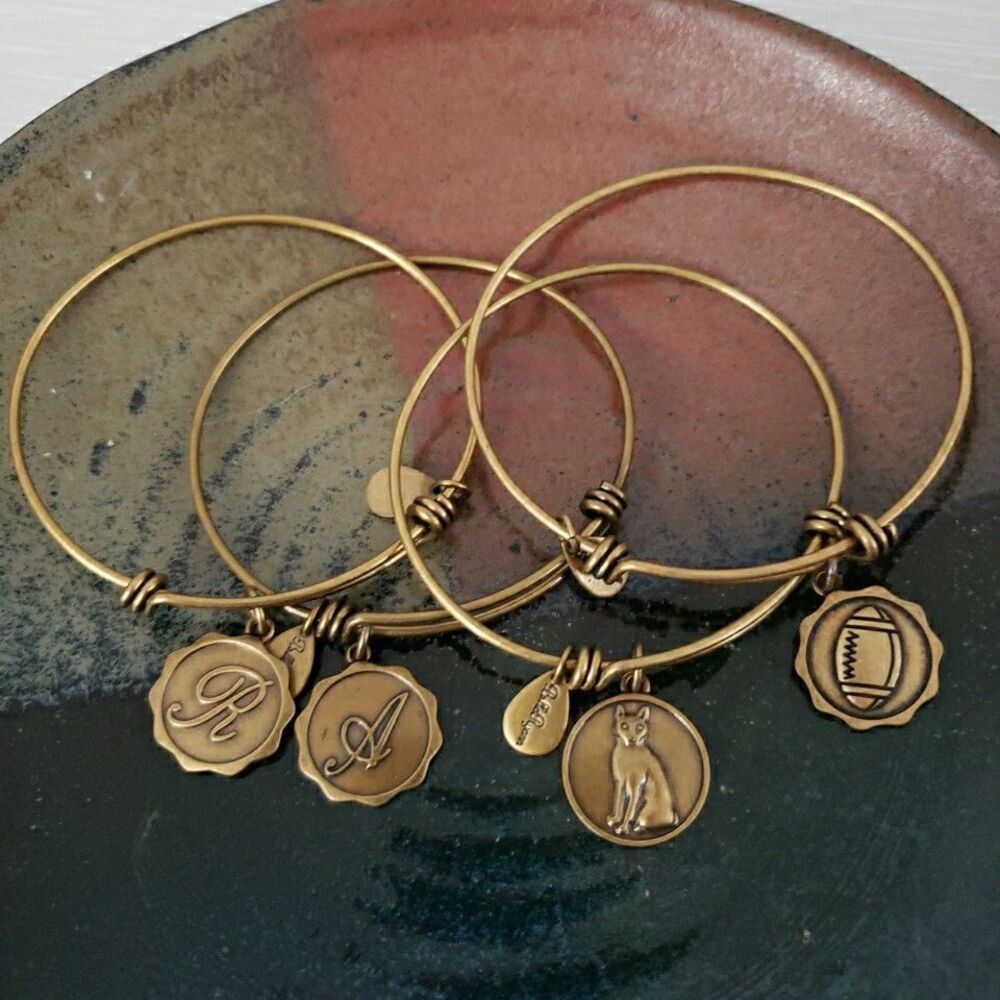 4 Bella Ryann Charm Bracelets Initials "A" "R" Cat Football Stackable Marked